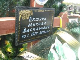Могила Вашури Миколи Васильовича (фрагмент) в Секторі загиблих Героїв антитерористичної операції Свіштовського кладовища, місто Кременчук, Полтавська область, Україна